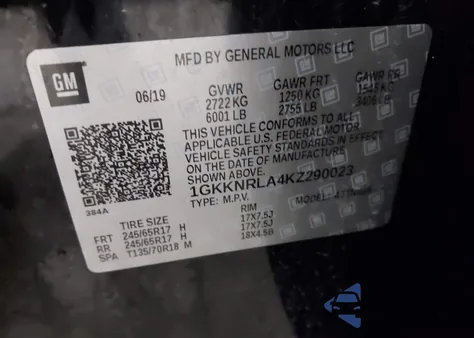 2019 GMC Acadia Sle-1 z USA, uszkodzony, nr VIN 1GKKNRLA4KZ290023